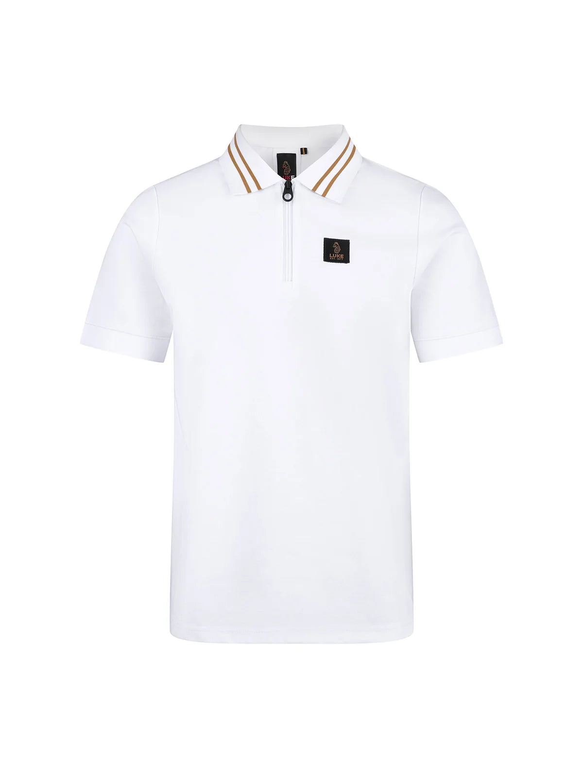 Luke 1977 Throop Zip Neck Polo Shirt White