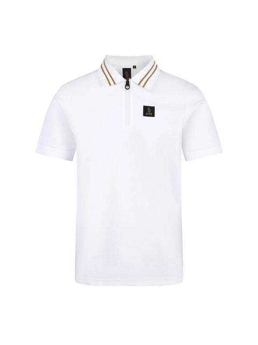 Luke 1977 Throop Zip Neck Polo Shirt White