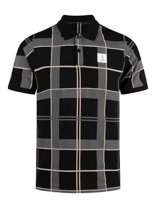 Luke 1977 Hadrians Check Polo Shirt Black Ecru