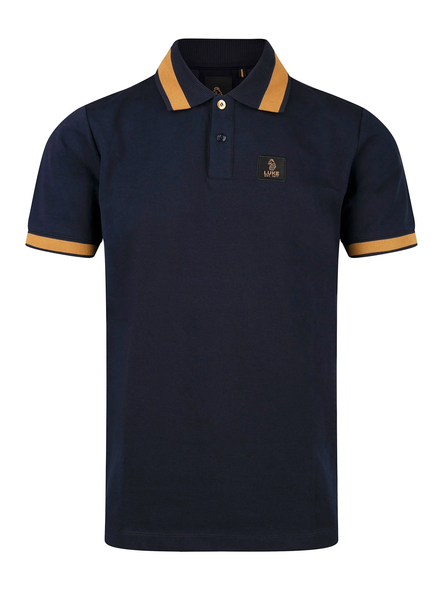 Luke 1977 Makati Honeycomb Textured Polo Shirt Navy/Gold