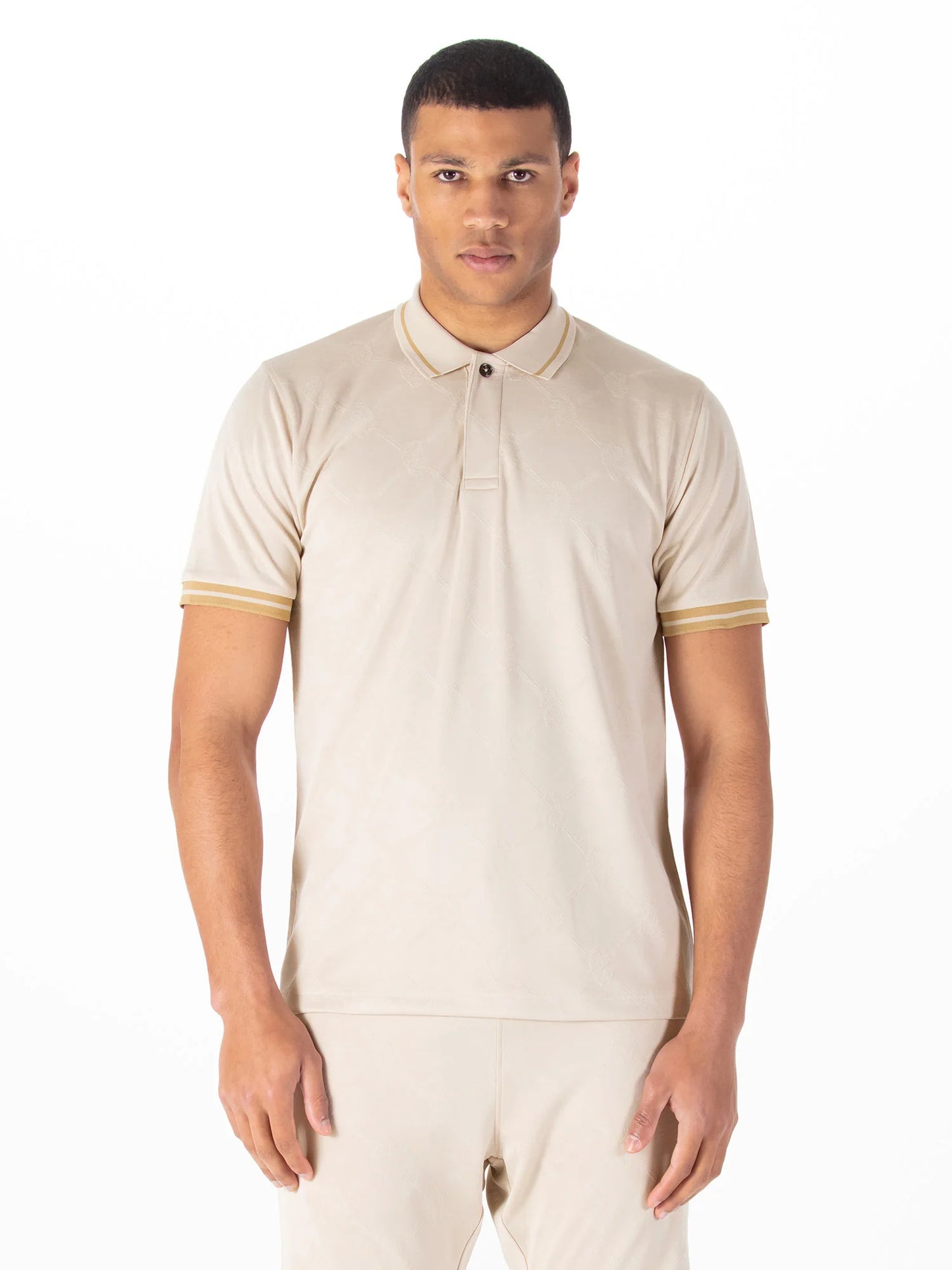 Luke 1977 Saxon Zip Neck Polo Dark Ecru