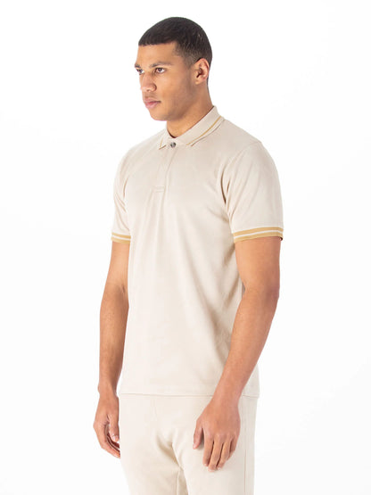 Luke 1977 Saxon Zip Neck Polo Dark Ecru