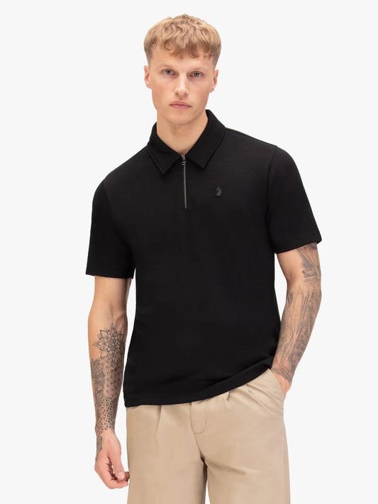 Luke 1977 Euphonic Modal Zip Polo Shirt Black