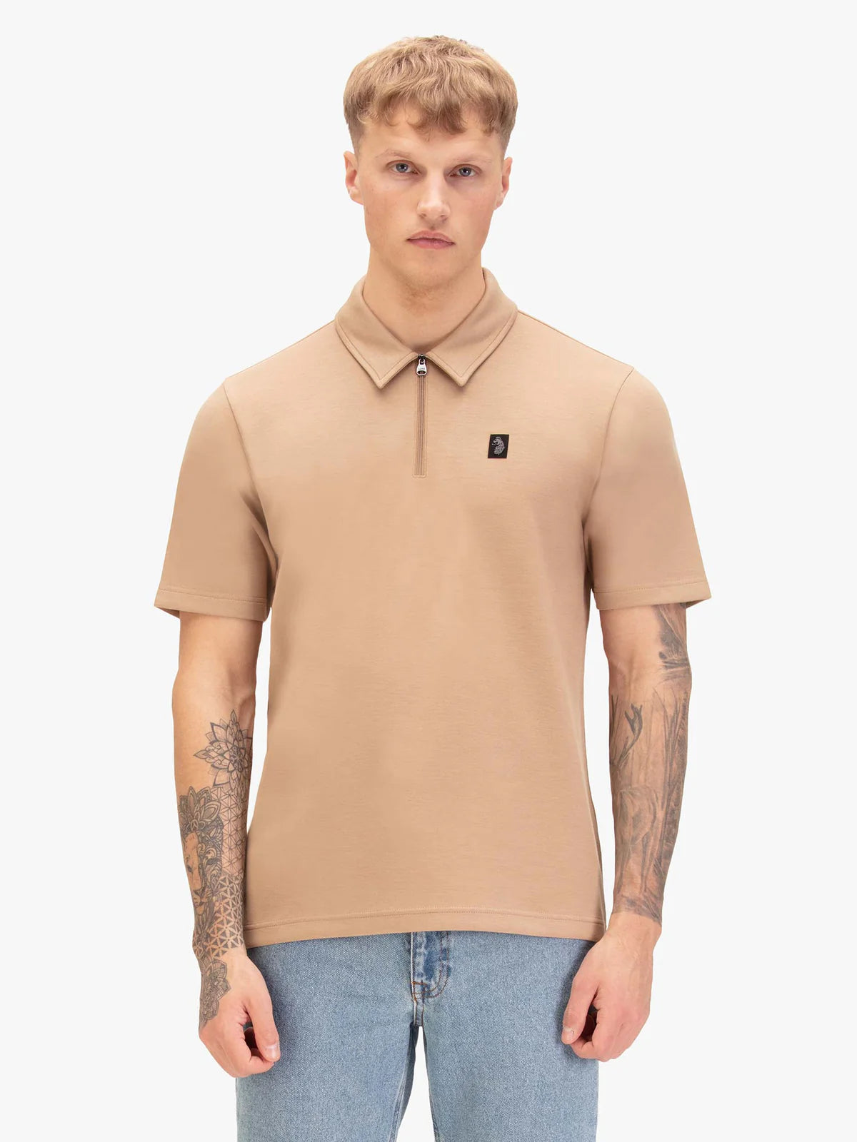 Luke 1977 Euphonic Modal Zip Polo Shirt Fawn