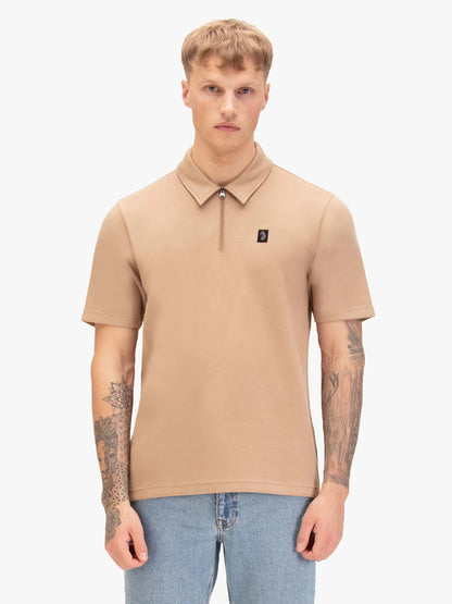 Luke 1977 Euphonic Modal Zip Polo Shirt Fawn