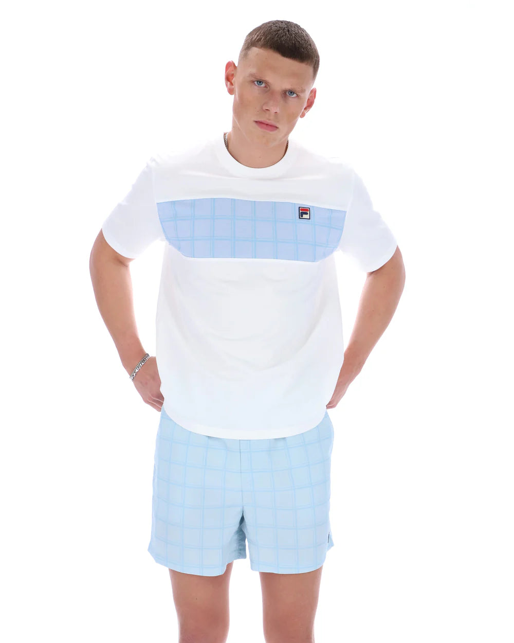 FILA Vintage Mano Panel T-Shirt White/Skyway