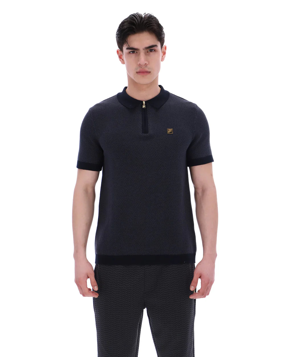 FILA Gold Marty Zip Polo Shirt Black