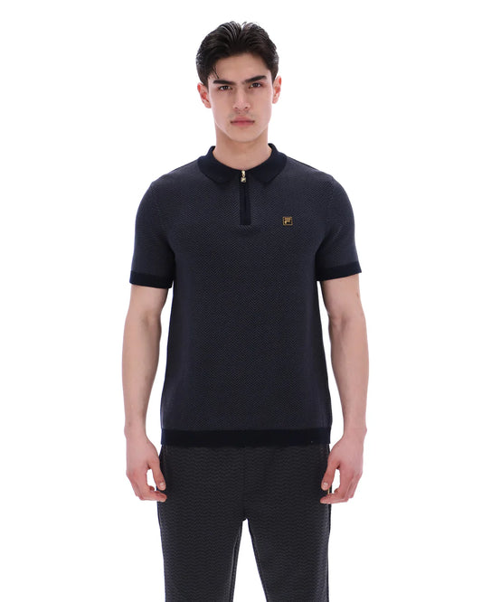 FILA Gold Marty Zip Polo Shirt Black