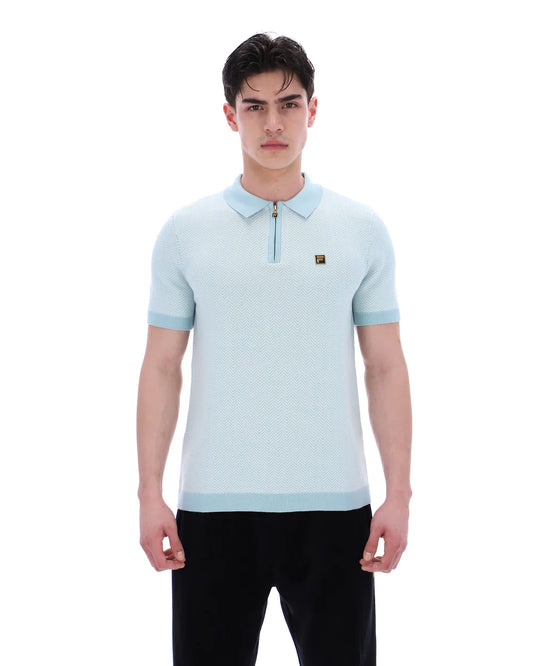 FILA Gold Marty Zip Polo Shirt Sterling Blue