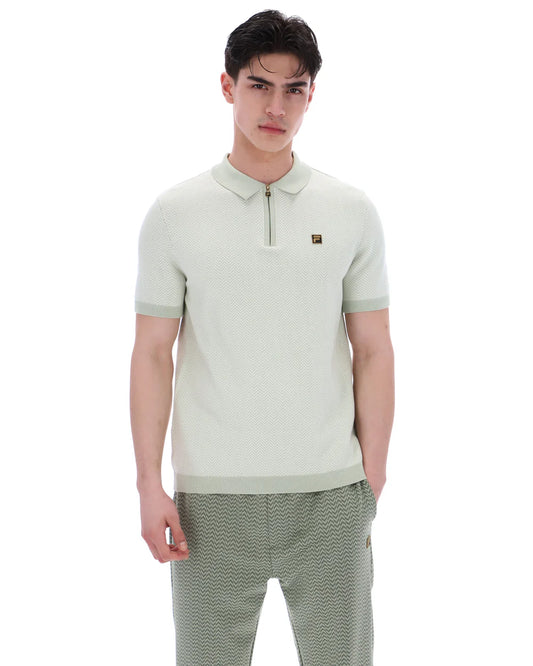 FILA Gold Marty Zip Polo Shirt Sea Foam