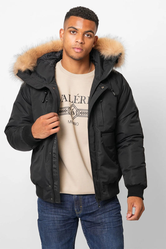 Valere Milano Flight Short Parka Jacket Black
