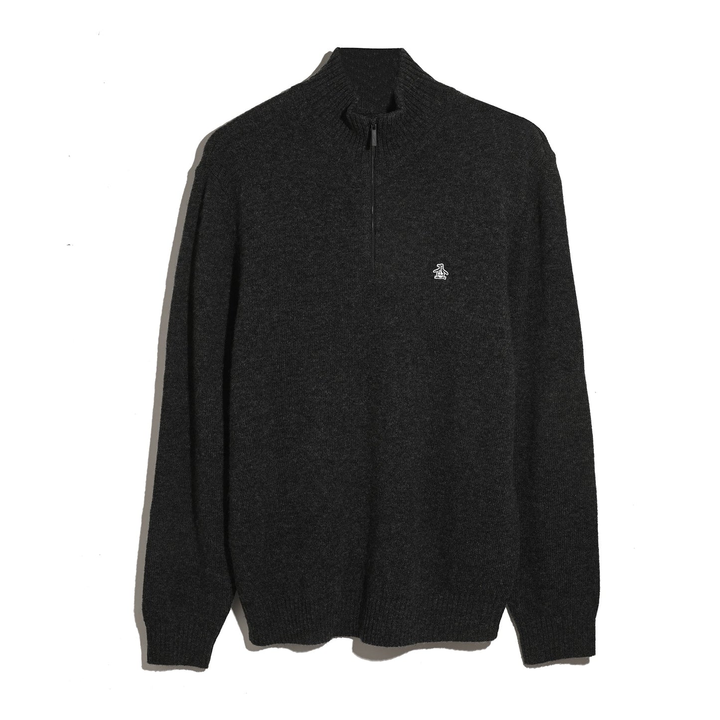 Original Penguin Lambswool Quarter Zip Sweatshirt Dark Charcoal Heather