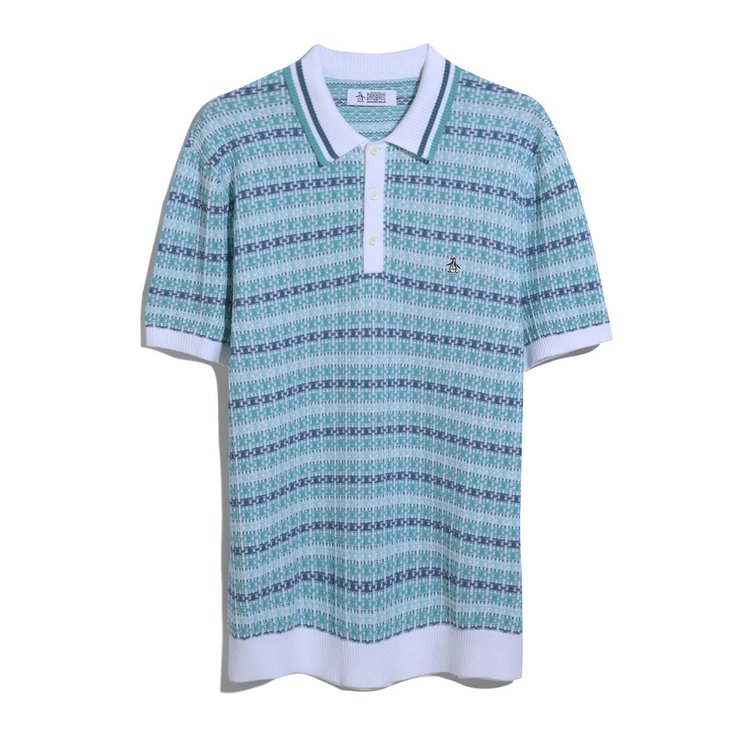 Original Penguin Textured Jacquard Sweater Polo Shirt Bright White