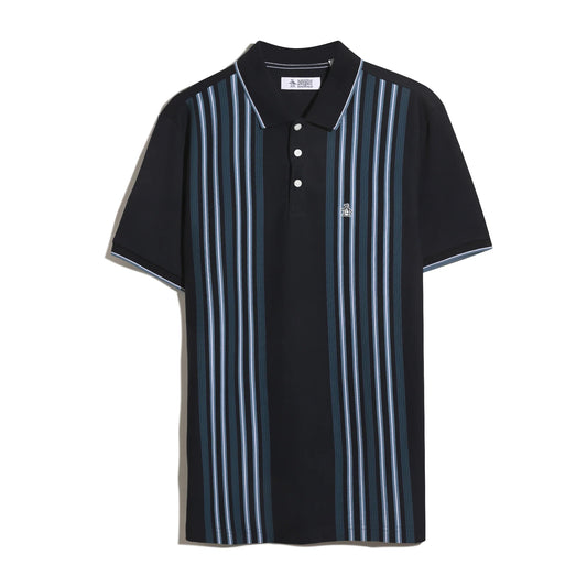 Original Penguin Interlock Vertical Stripe Polo Shirt Dark Sapphire