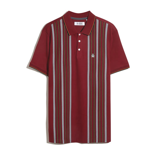 Original Penguin Interlock Vertical Stripe Polo Shirt Cabernet
