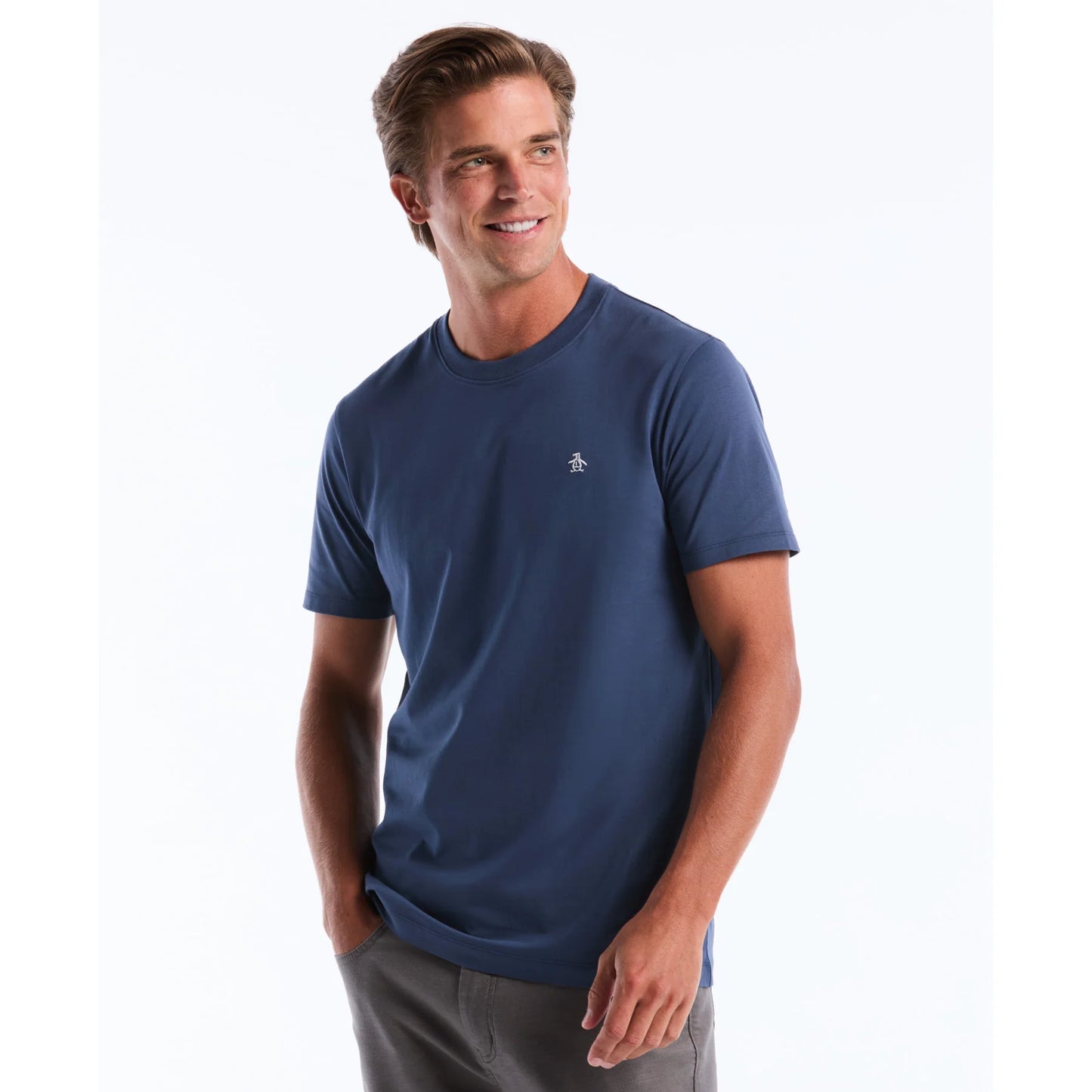 Original Penguin Pin Point Embroidered Logo T-Shirt Sargasso Sea