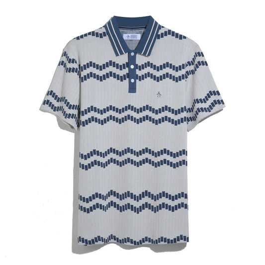 Original Penguin Jacquard Wavy Tiles Polo Shirt Birch