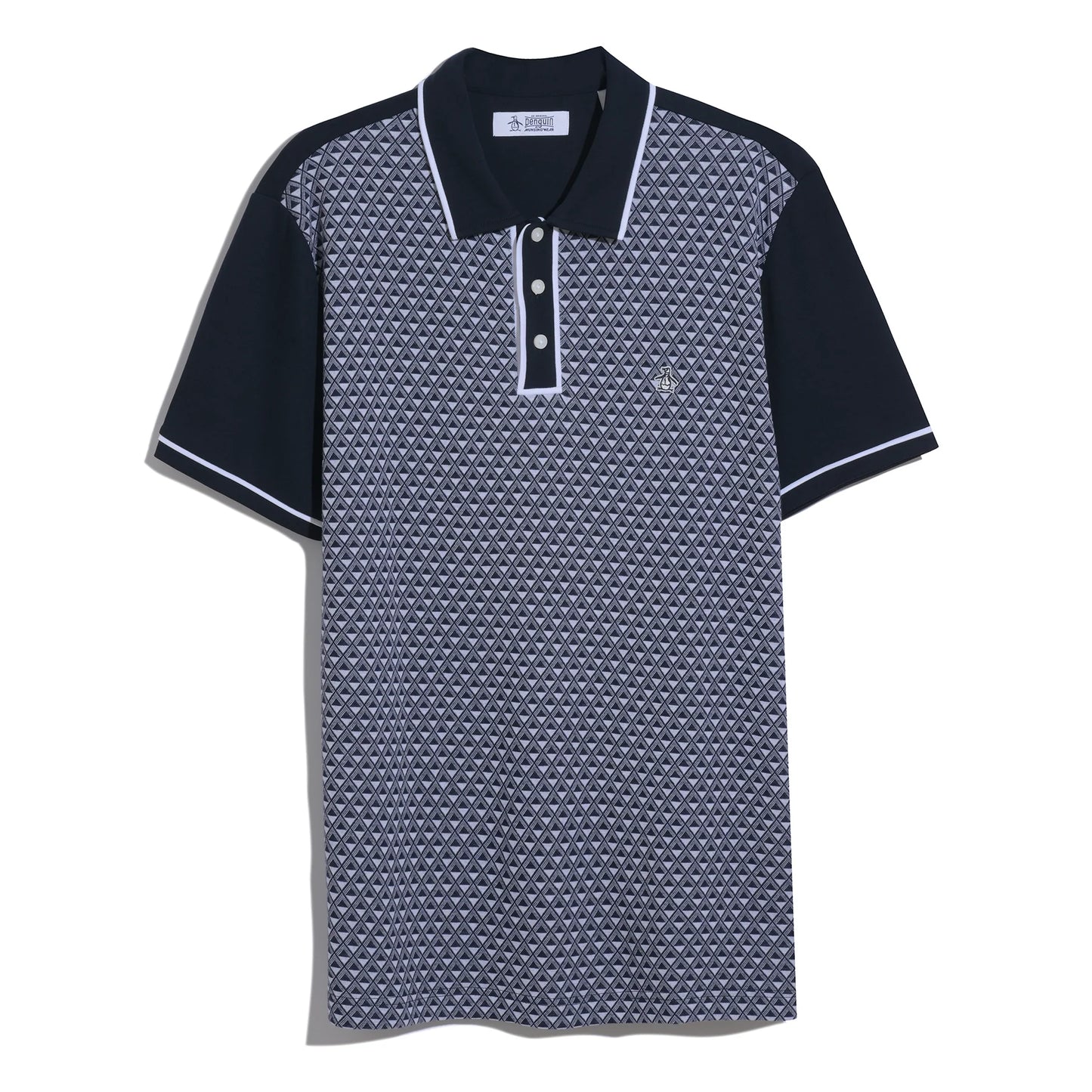 Original Penguin Diamond Jacquard Front Interlock Polo Shirt Dark Sapphire