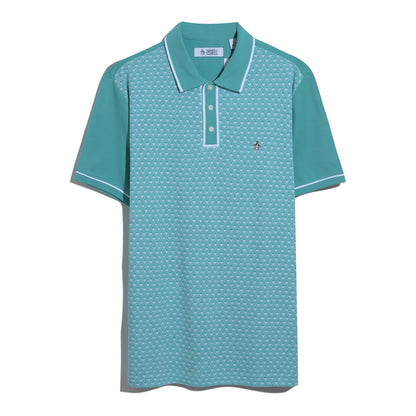 Original Penguin Diamond Jacquard Front Interlock Polo Shirt Aquarelle