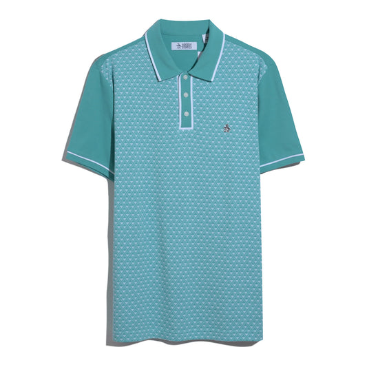Original Penguin Diamond Jacquard Front Interlock Polo Shirt Aquarelle
