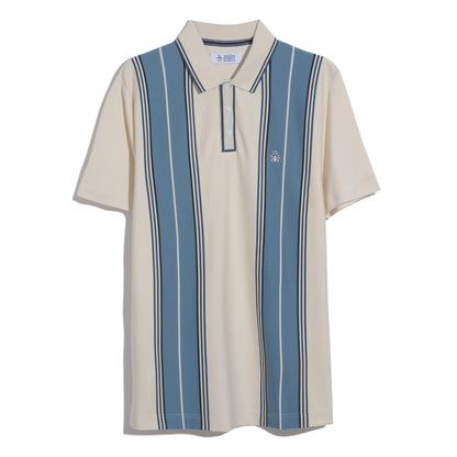 Original Penguin Jacquard Vertical Stripe Polo Shirt Birch
