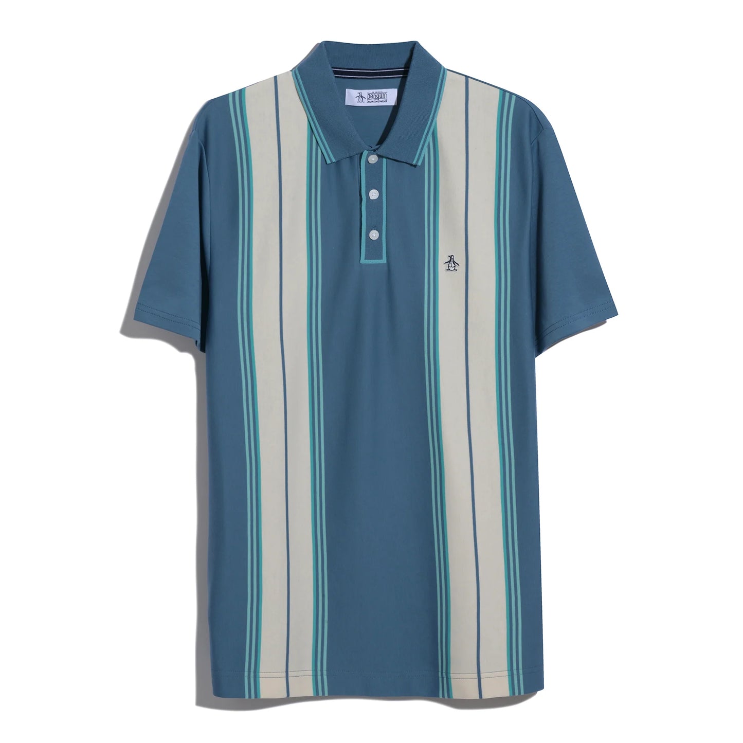 Original Penguin Jacquard Vertical Stripe Polo Shirt Copen Blue