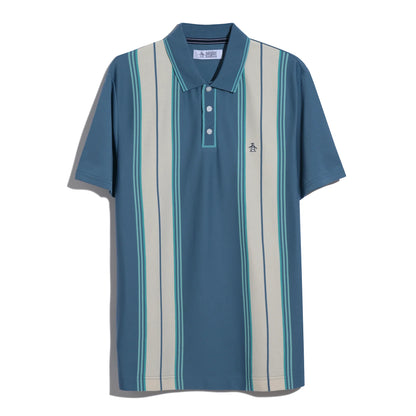 Original Penguin Jacquard Vertical Stripe Polo Shirt Copen Blue
