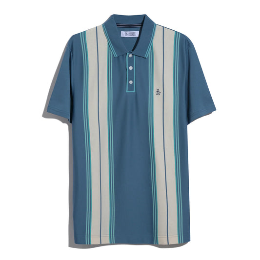 Original Penguin Jacquard Vertical Stripe Polo Shirt Copen Blue