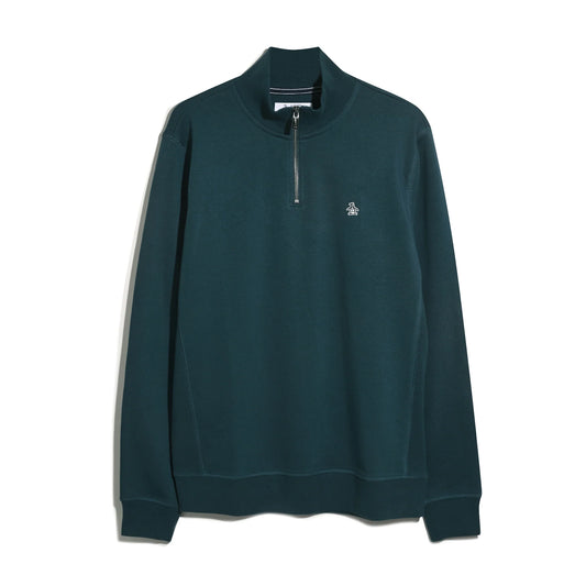 Original Penguin Sticker Pete Quarter Zip Sweatshirt Reflecting Pond