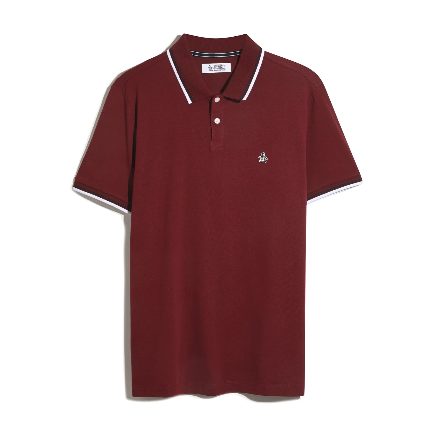 Original Penguin Pique Sticker Pete Tipped Polo Shirt Cabernet