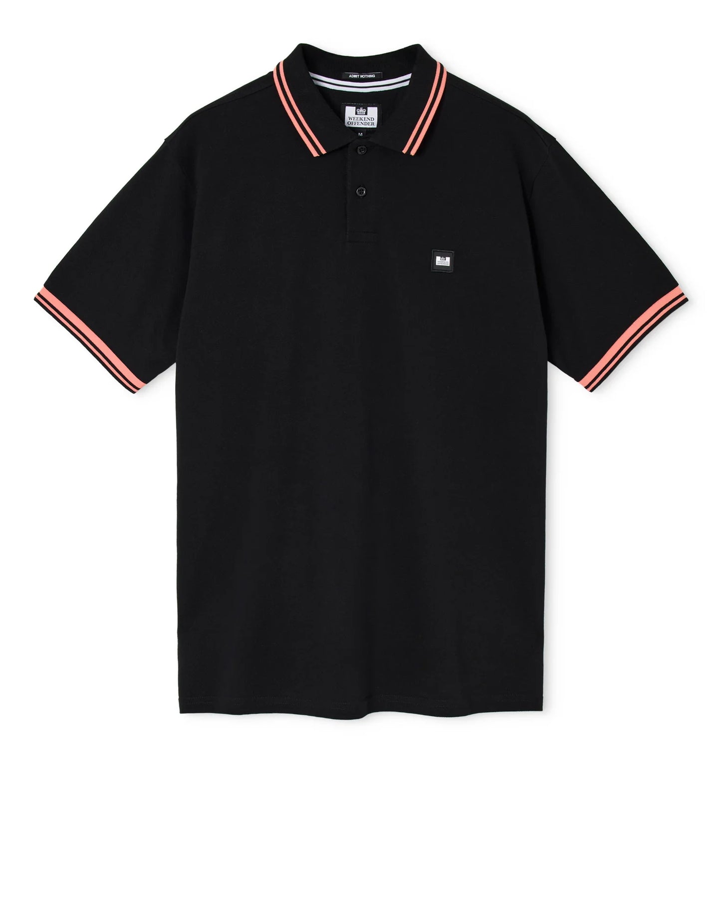 Weekend Offender Levanto Tipped Polo Shirt Black/Coral