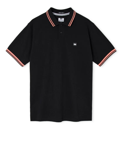 Weekend Offender Levanto Tipped Polo Shirt Black/Coral