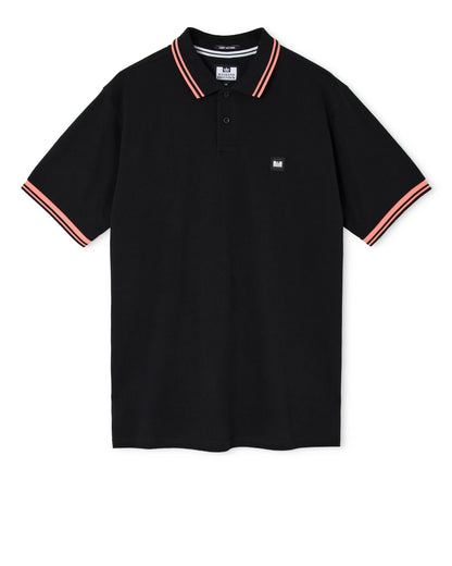 Weekend Offender Plus Size Levanto Tipped Polo Shirt Black/Coral