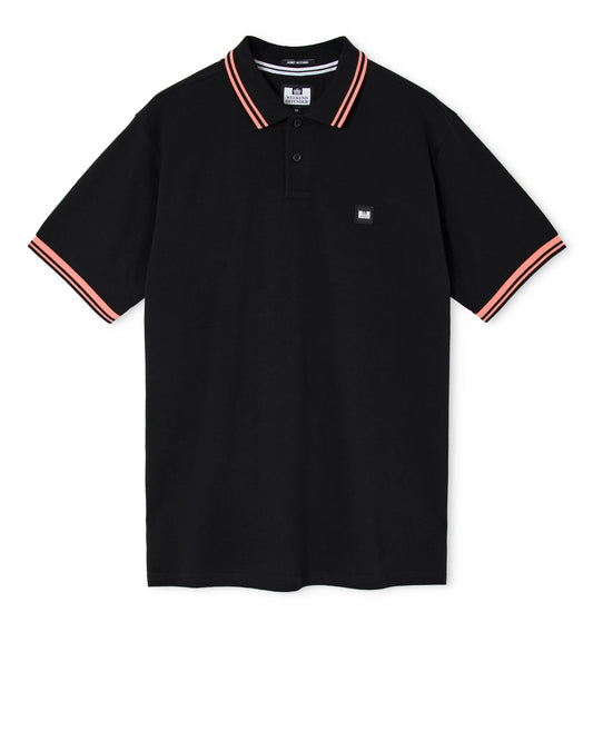 Weekend Offender Plus Size Levanto Tipped Polo Shirt Black/Coral