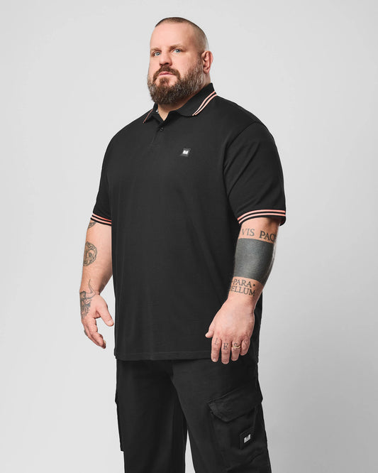 Weekend Offender Plus Size Levanto Tipped Polo Shirt Black/Coral