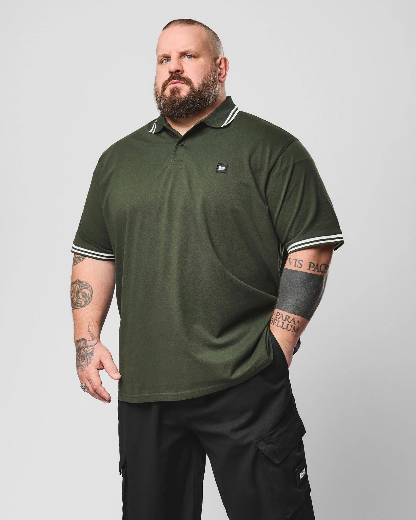 Weekend Offender Plus Size Levanto Tipped Polo Shirt Black Forest Green/Ghost
