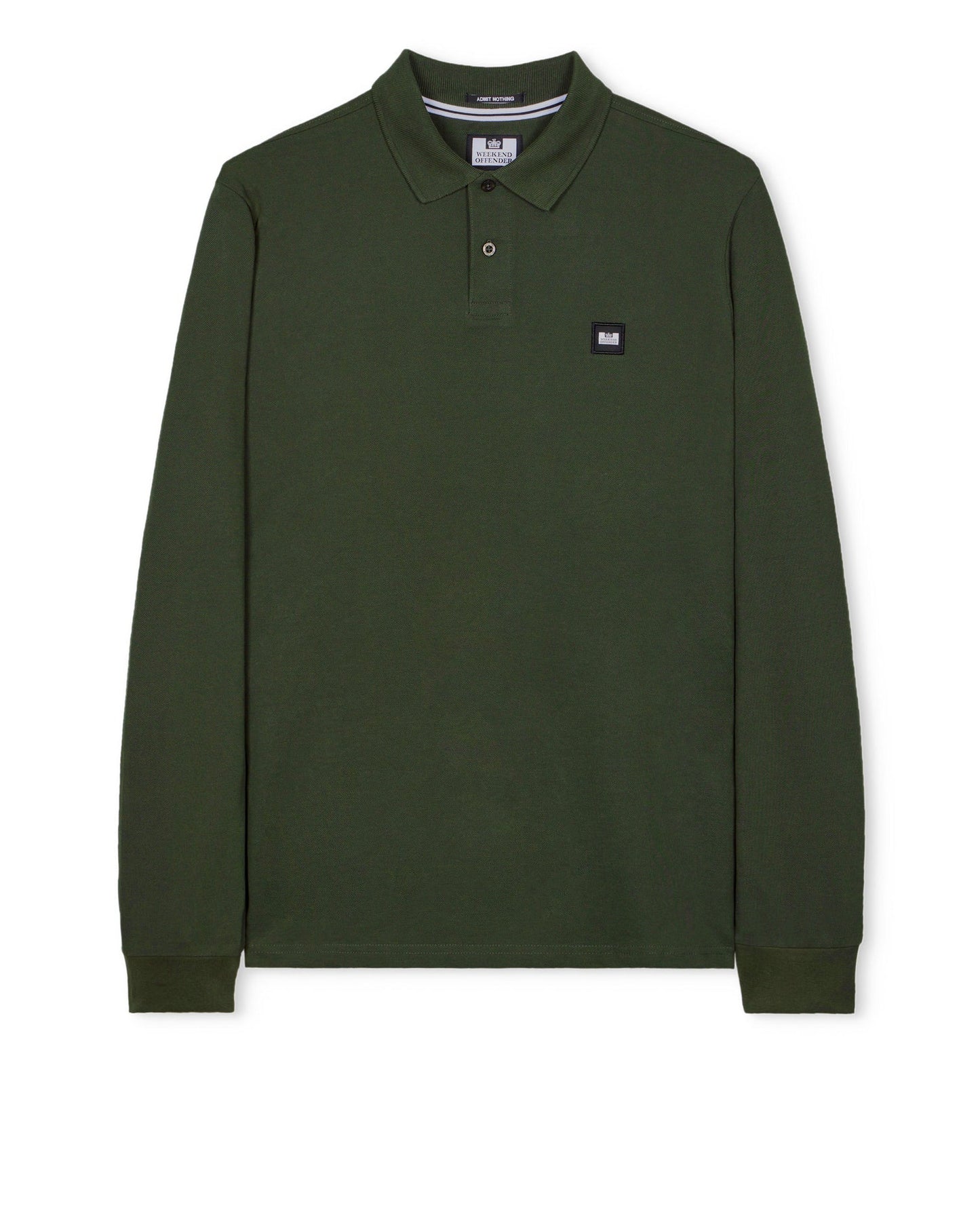 Weekend Offender Dice Long Sleeve Polo Shirt Black Forest Green