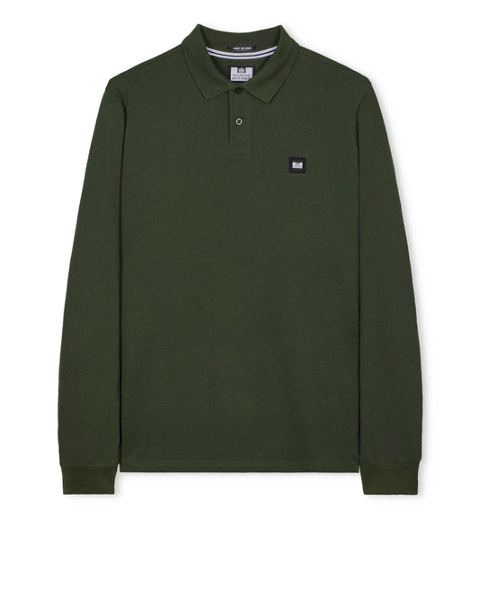 Weekend Offender Dice Long Sleeve Polo Shirt Black Forest Green