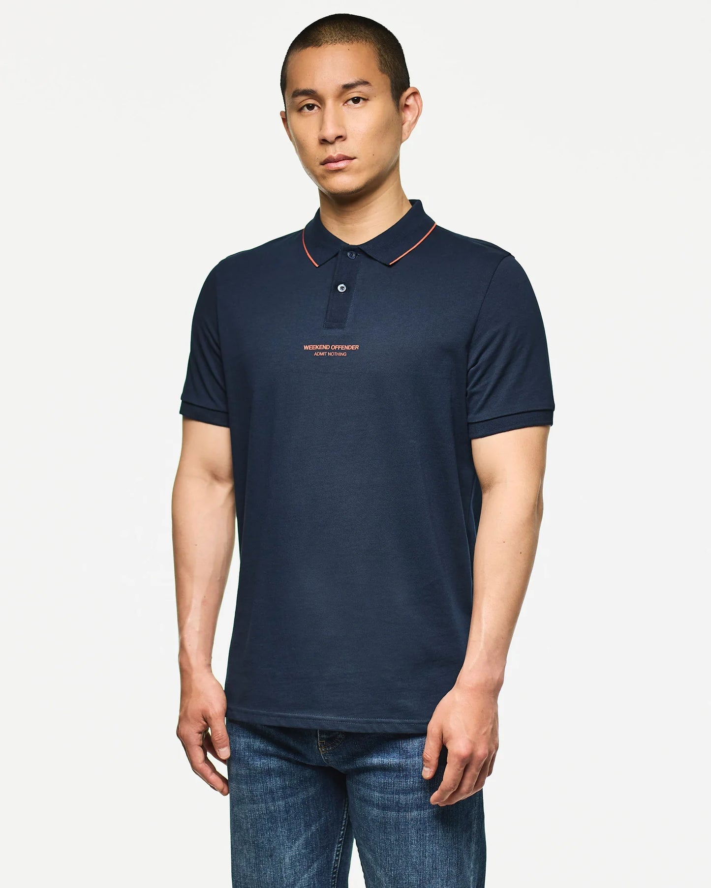 Weekend Offender Hurley Woan Polo Shirt Navy/Sunset Orange