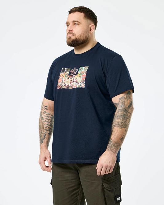 Weekend Offender Plus Size Caps Graphic T-Shirt Navy