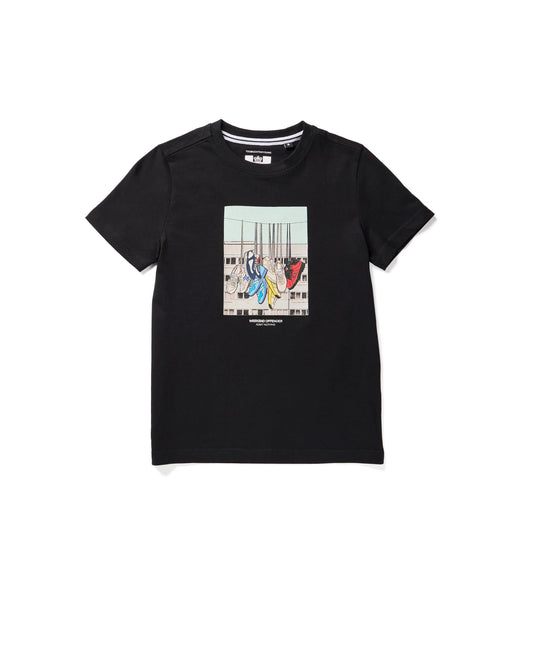 Weekend Offender Junior Battle Lines Graphic T-Shirt Black