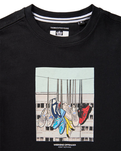 Weekend Offender Junior Battle Lines Graphic T-Shirt Black