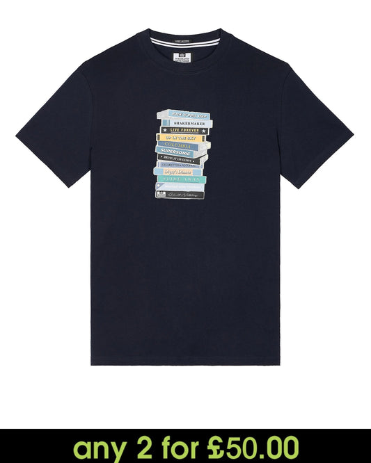 Weekend Offender Tapes Graphic T-Shirt Navy