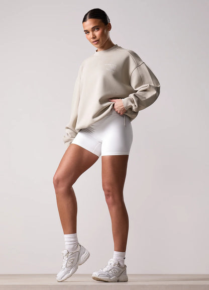 Gym King Ladies Define Bungee Hem Crew Sweatshirt Vanilla Brown