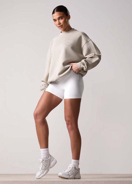 Gym King Ladies Define Bungee Hem Crew Sweatshirt Vanilla Brown