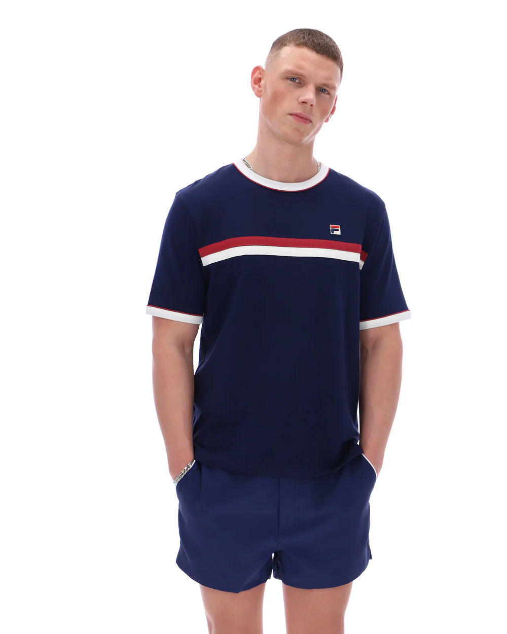 FILA Vintage Rosario T-Shirt Navy/Gardenia/Garnet