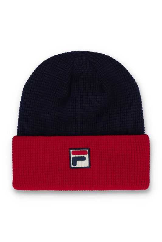 FILA Rune Colourblock Turn-Up Beanie Navy/Red