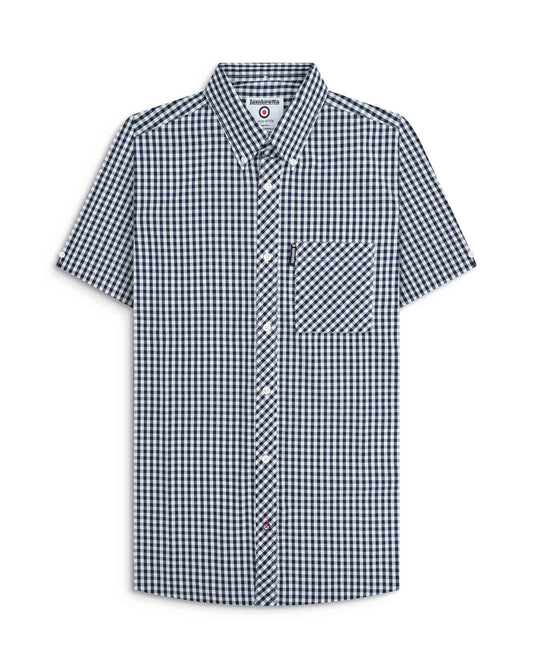 Lambretta S/S Gingham Shirt Navy/White