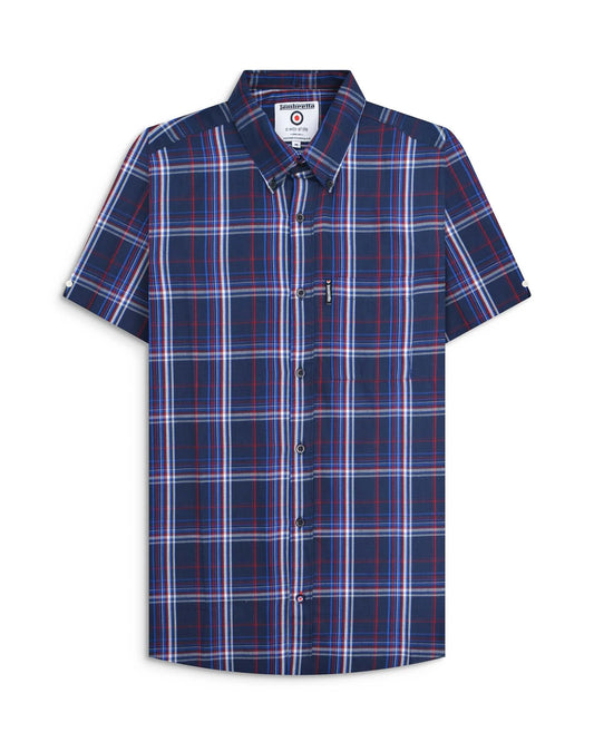 Lambretta S/S Check Shirt Navy/Blue/Red