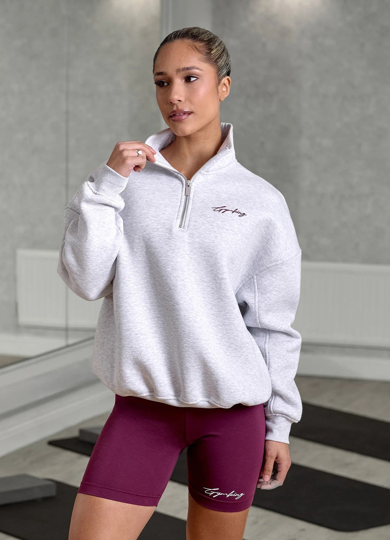 Gym King Ladies Script Mindset Funnel Snow Marl/Fig